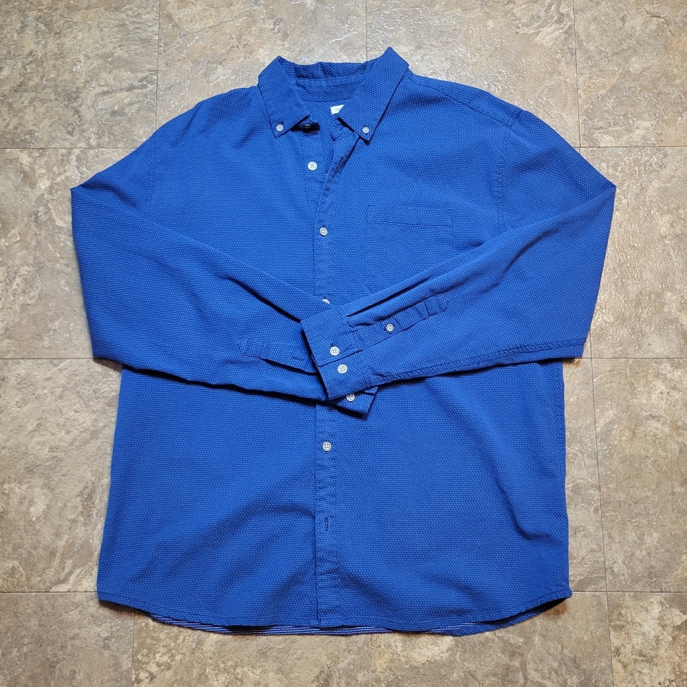 Carbon 2 Cobalt Pointillism Shirt Mens Large Blue Button Down LS Polka Dot